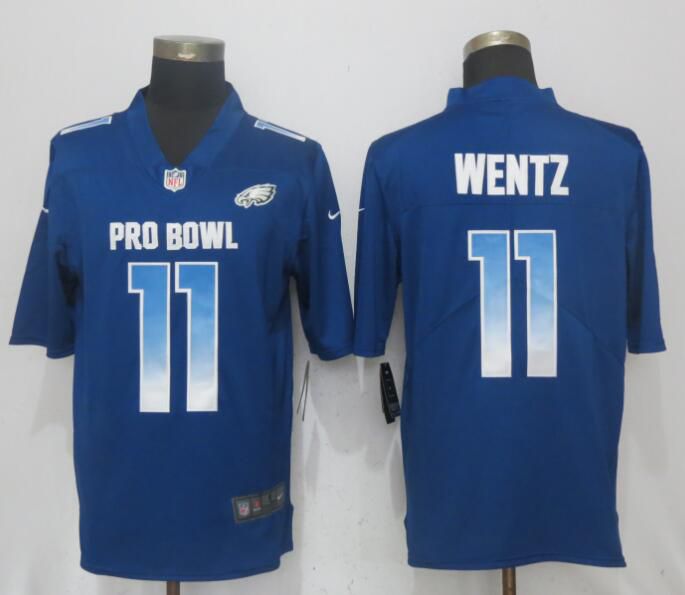 Men Philadelphia Eagles #11 Wentz Blue New Nike Royal 2018 Pro Bowl Limited NFL Jerseys->philadelphia eagles->NFL Jersey